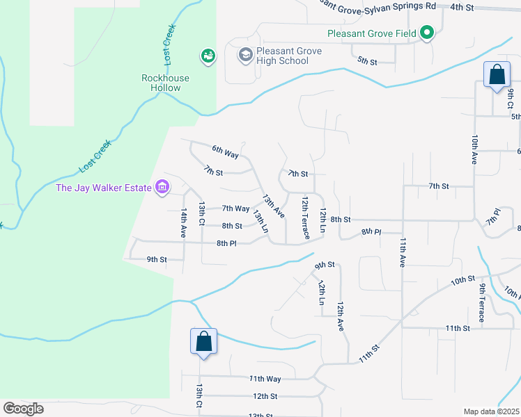 map of restaurants, bars, coffee shops, grocery stores, and more near 1305 7th Place in Pleasant Grove