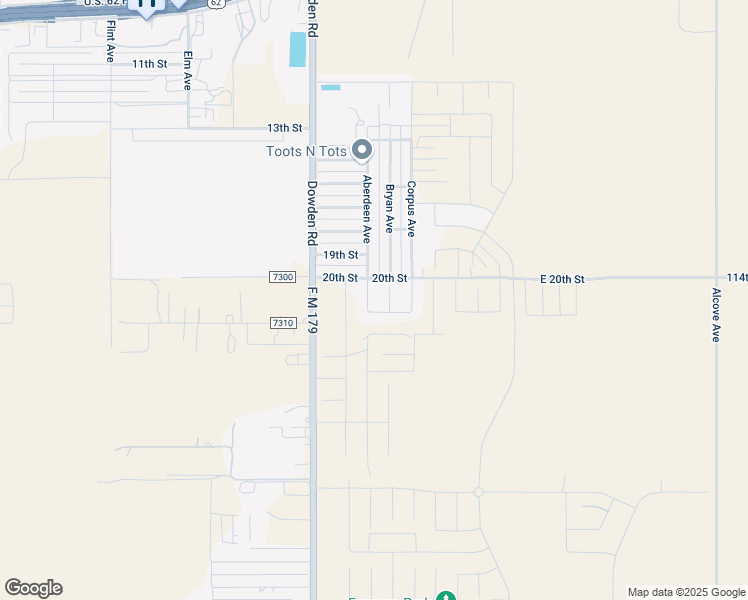 map of restaurants, bars, coffee shops, grocery stores, and more near 114th St in Wolfforth