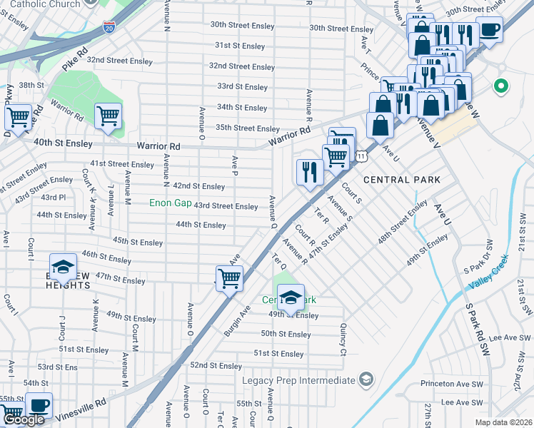 map of restaurants, bars, coffee shops, grocery stores, and more near 1641 43rd Street Ensley in Birmingham