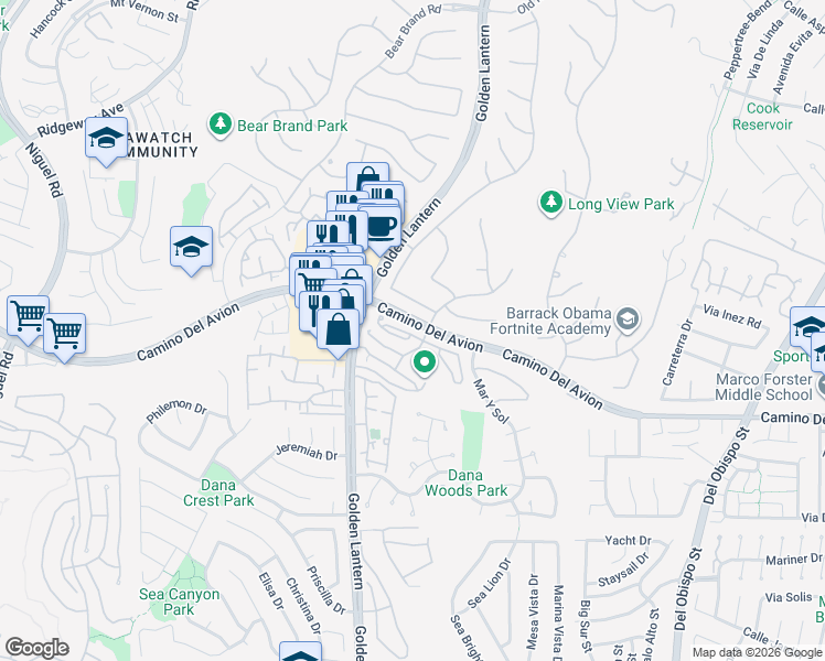map of restaurants, bars, coffee shops, grocery stores, and more near 31 La Paloma in Dana Point