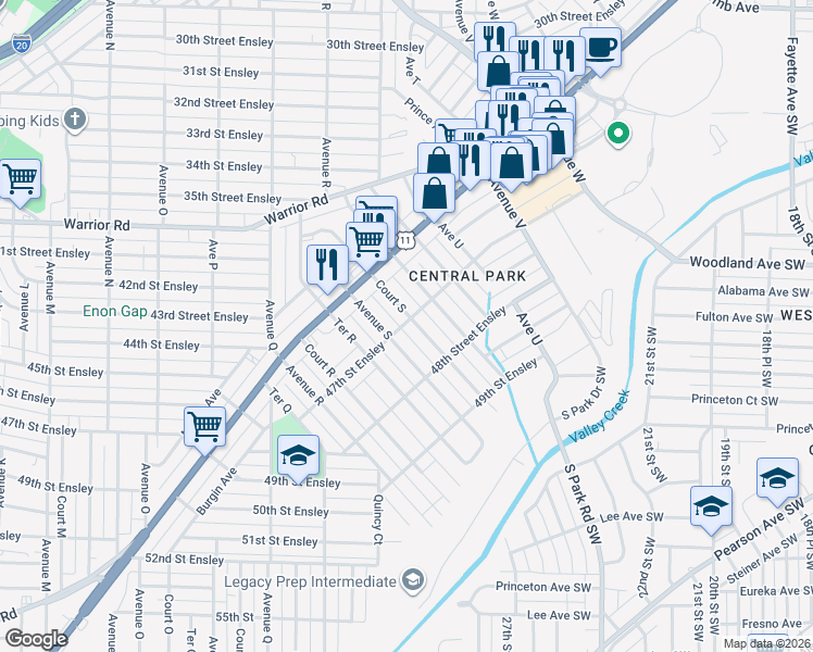 map of restaurants, bars, coffee shops, grocery stores, and more near 4701 Court South in Birmingham