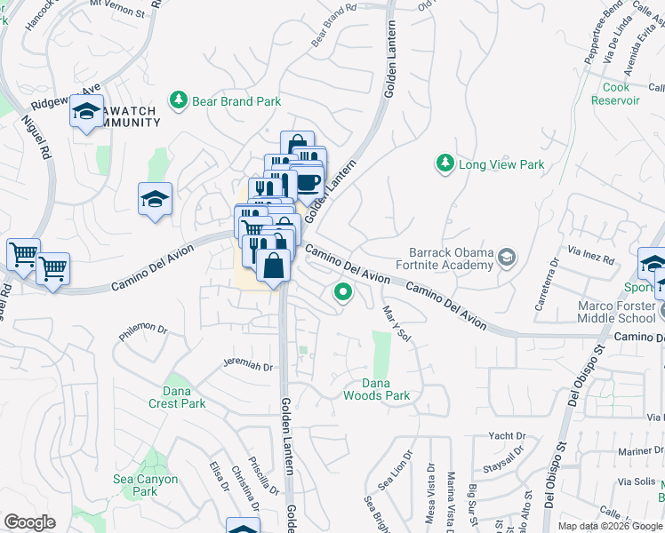 map of restaurants, bars, coffee shops, grocery stores, and more near 31 La Paloma in Dana Point