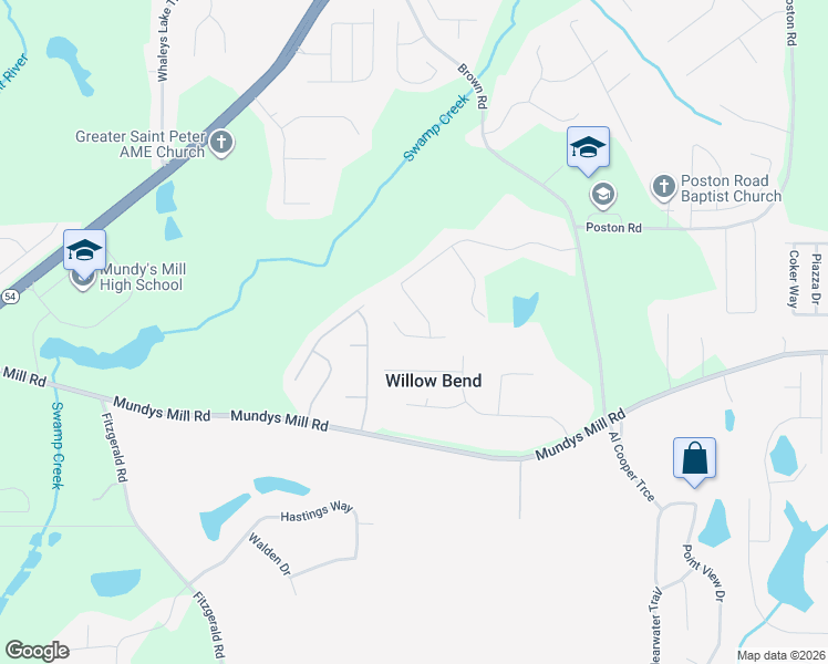 map of restaurants, bars, coffee shops, grocery stores, and more near 638 Mill Creek Trail in Jonesboro