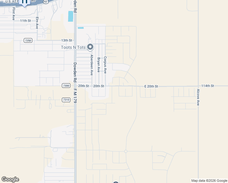 map of restaurants, bars, coffee shops, grocery stores, and more near 1900 County Road 7300 in Wolfforth