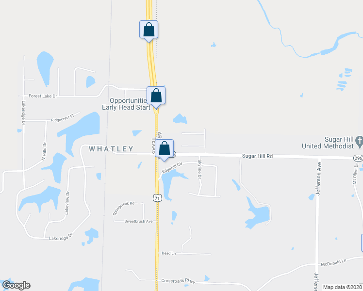 map of restaurants, bars, coffee shops, grocery stores, and more near 201 Rock Ridge Circle in Texarkana