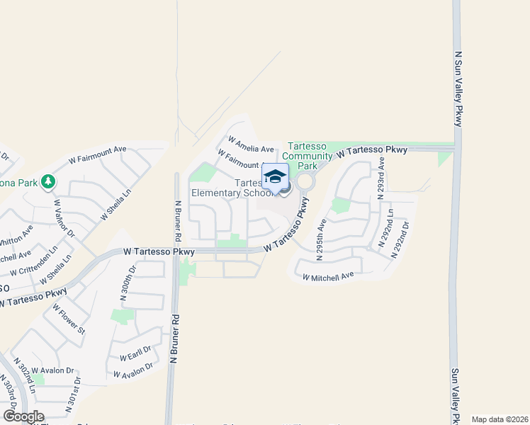 map of restaurants, bars, coffee shops, grocery stores, and more near 29677 West Indianola Avenue in Buckeye