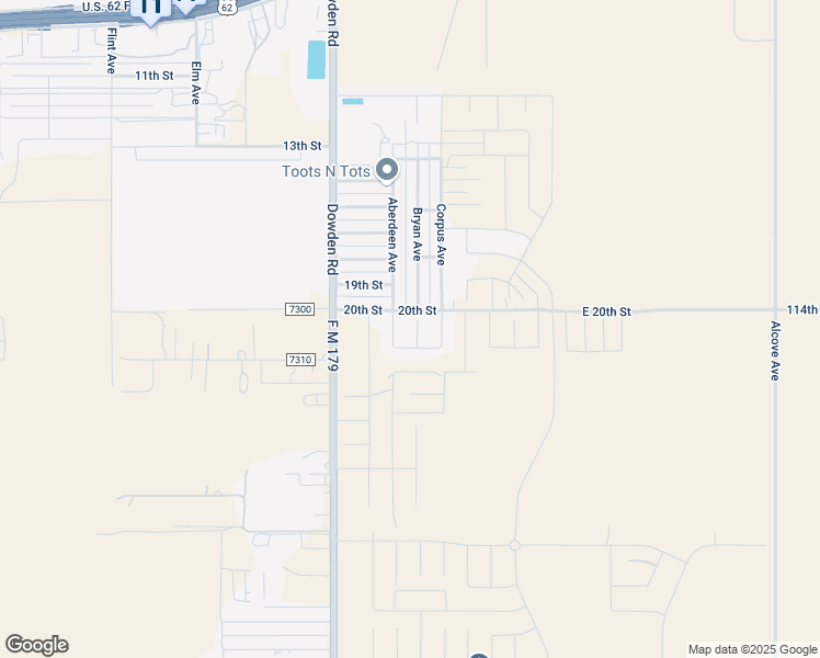 map of restaurants, bars, coffee shops, grocery stores, and more near 114th St in Wolfforth