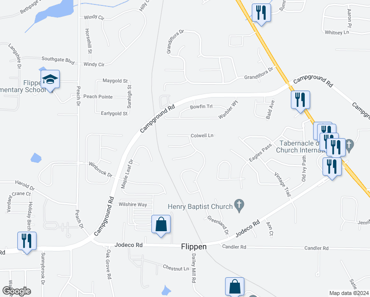 map of restaurants, bars, coffee shops, grocery stores, and more near 709 Terrace Trail in McDonough