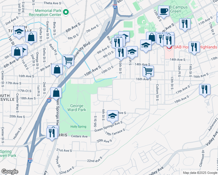 map of restaurants, bars, coffee shops, grocery stores, and more near 698 Idlewild Circle in Birmingham