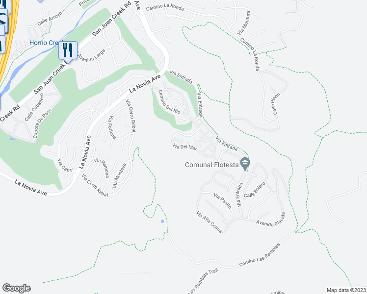 map of restaurants, bars, coffee shops, grocery stores, and more near 28301 Via Del Mar in San Juan Capistrano