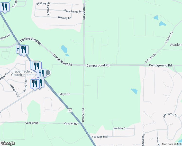 map of restaurants, bars, coffee shops, grocery stores, and more near 212-324 Campground Road in McDonough