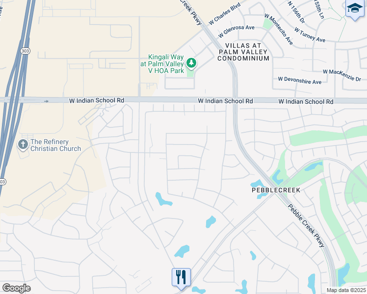 map of restaurants, bars, coffee shops, grocery stores, and more near 16146 West Fairmount Avenue in Goodyear