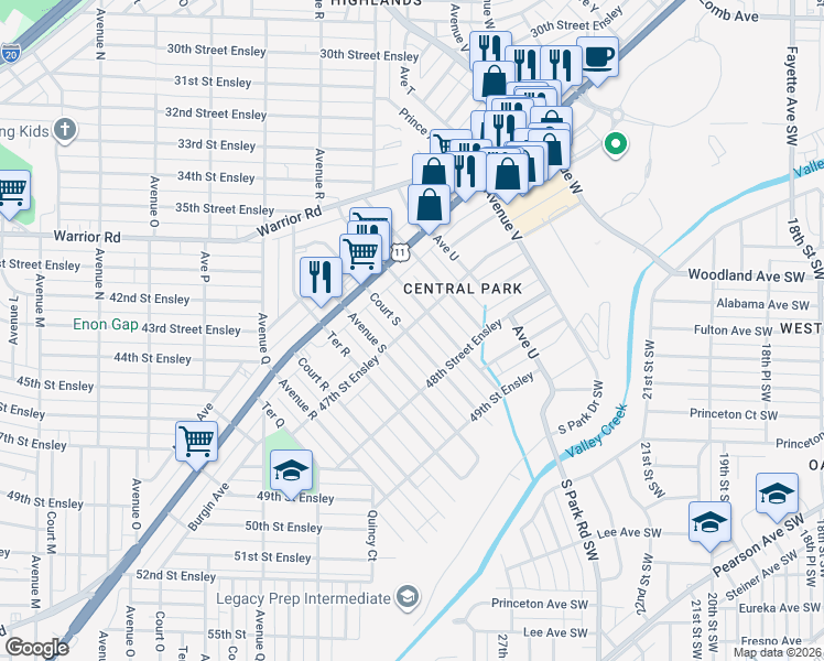 map of restaurants, bars, coffee shops, grocery stores, and more near 4701 Court South in Birmingham