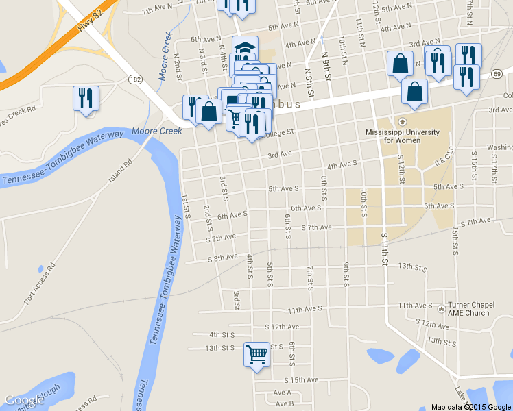 map of restaurants, bars, coffee shops, grocery stores, and more near 411 6th Ave S in Columbus