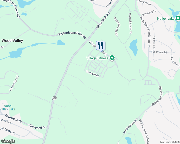 map of restaurants, bars, coffee shops, grocery stores, and more near 283 Coach Light Way Southwest in Aiken