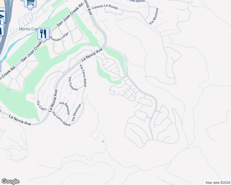 map of restaurants, bars, coffee shops, grocery stores, and more near 28243 Via Del Mar in San Juan Capistrano