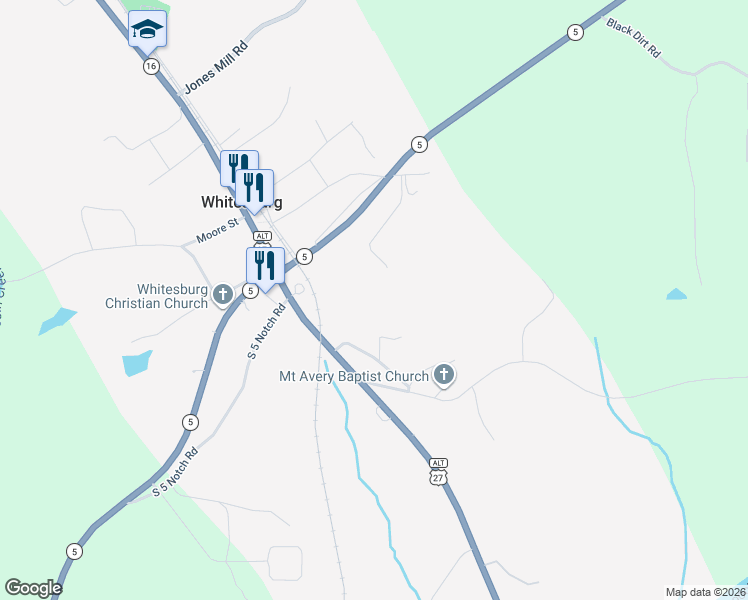 map of restaurants, bars, coffee shops, grocery stores, and more near 44 Pittman Drive in Whitesburg