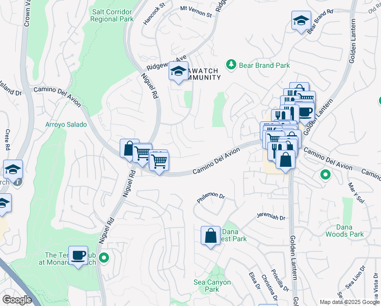 map of restaurants, bars, coffee shops, grocery stores, and more near 41 Blue Horizon in Laguna Niguel