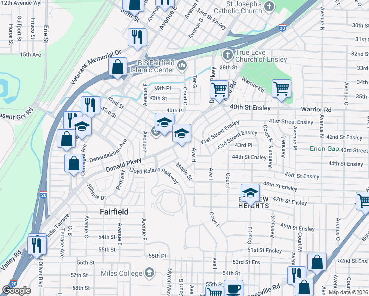 map of restaurants, bars, coffee shops, grocery stores, and more near 715 Valley Road in Fairfield