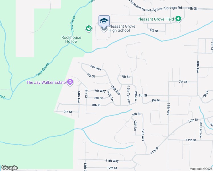 map of restaurants, bars, coffee shops, grocery stores, and more near 1305 7th Place in Pleasant Grove