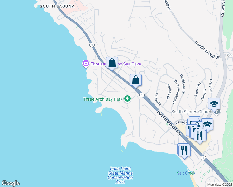 map of restaurants, bars, coffee shops, grocery stores, and more near 26 South Portola in Laguna Beach