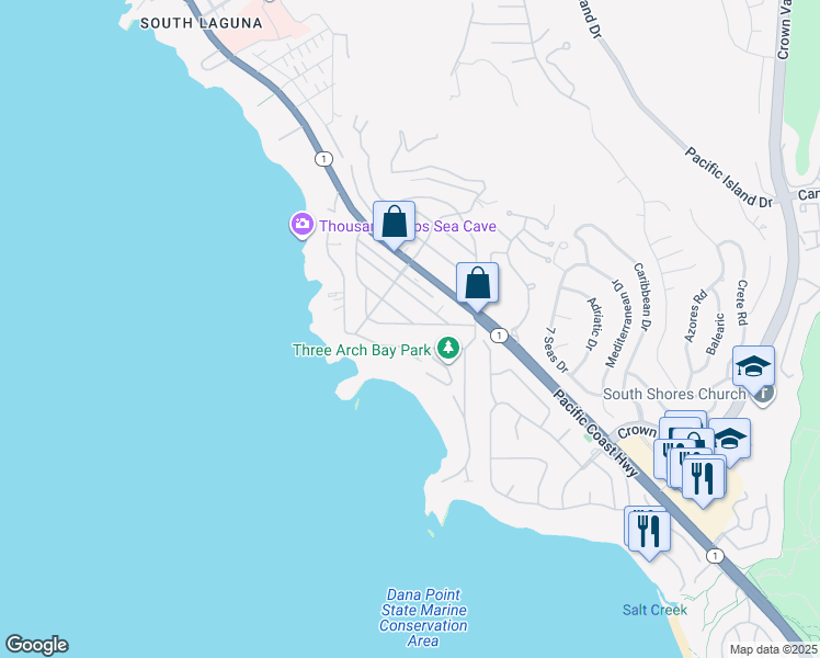 map of restaurants, bars, coffee shops, grocery stores, and more near 26 South Portola in Laguna Beach