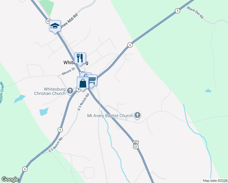 map of restaurants, bars, coffee shops, grocery stores, and more near 44 Pittman Drive in Whitesburg
