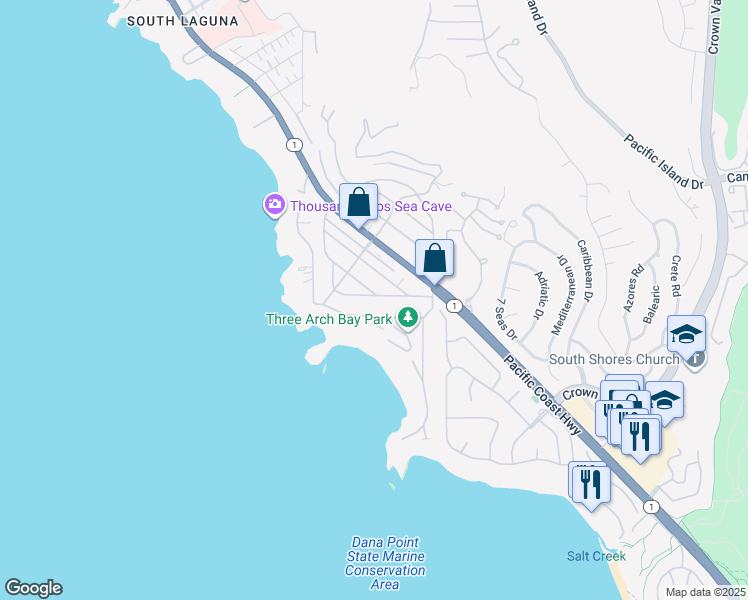 map of restaurants, bars, coffee shops, grocery stores, and more near 26 South Portola in Laguna Beach