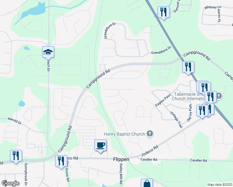 map of restaurants, bars, coffee shops, grocery stores, and more near 700 Terrace Trail in McDonough