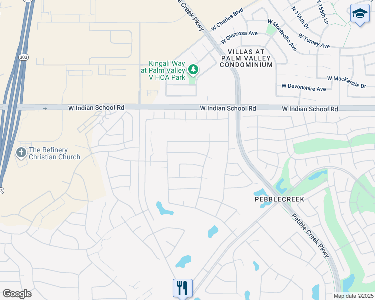 map of restaurants, bars, coffee shops, grocery stores, and more near 16146 West Fairmount Avenue in Goodyear