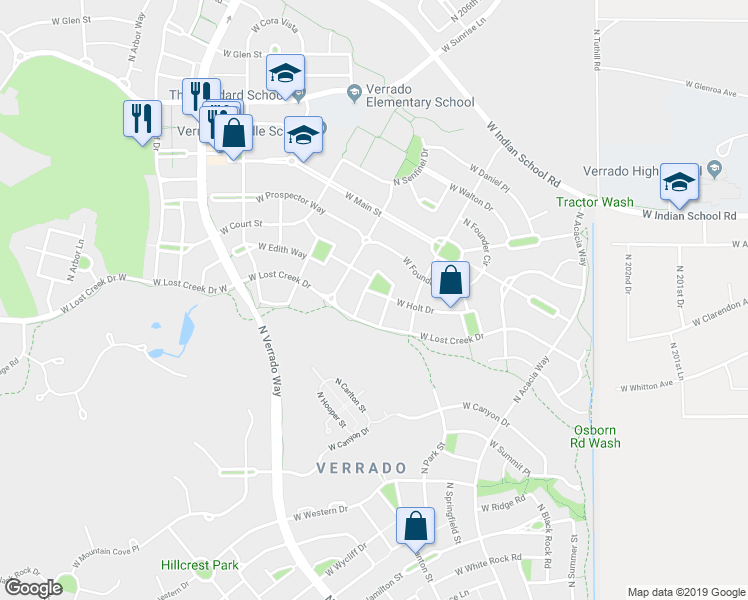 map of restaurants, bars, coffee shops, grocery stores, and more near 20751 West Holt Drive in Buckeye