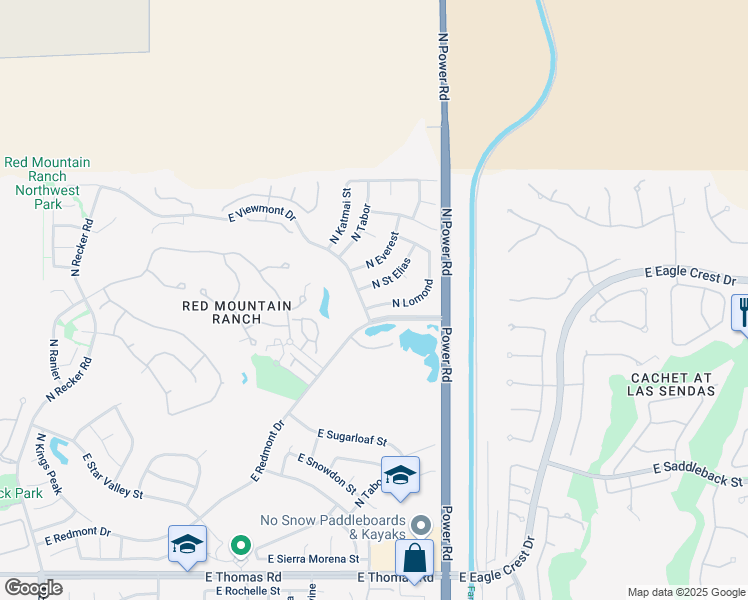 map of restaurants, bars, coffee shops, grocery stores, and more near 4112 North Lomond in Mesa