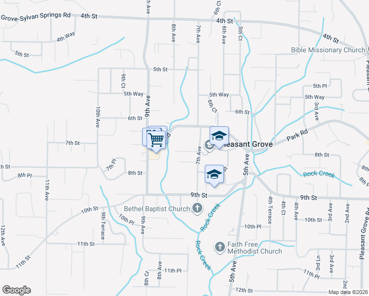 map of restaurants, bars, coffee shops, grocery stores, and more near 730 7th Place in Pleasant Grove