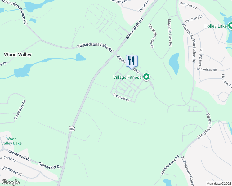 map of restaurants, bars, coffee shops, grocery stores, and more near 283 Coach Light Way Southwest in Aiken