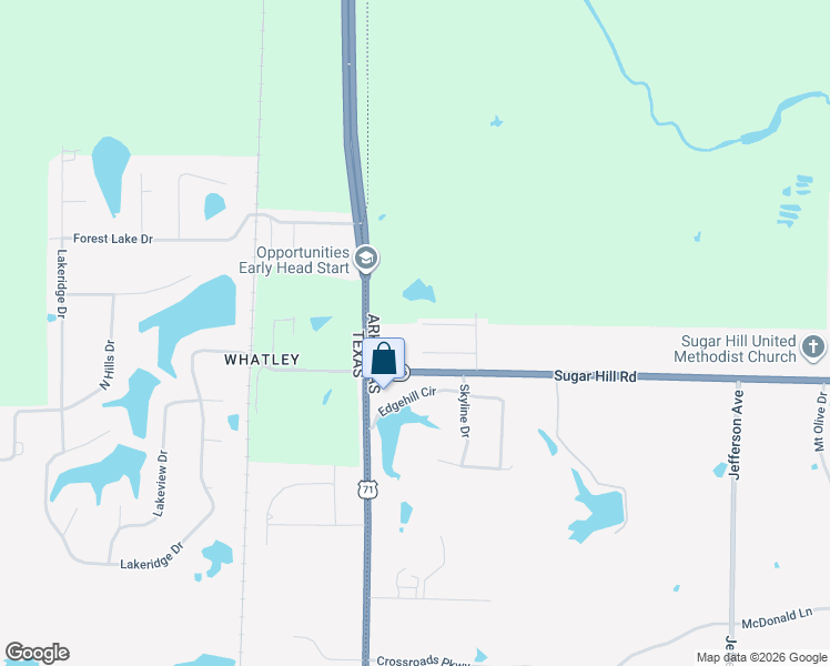 map of restaurants, bars, coffee shops, grocery stores, and more near 207 Rock Ridge Circle in Texarkana