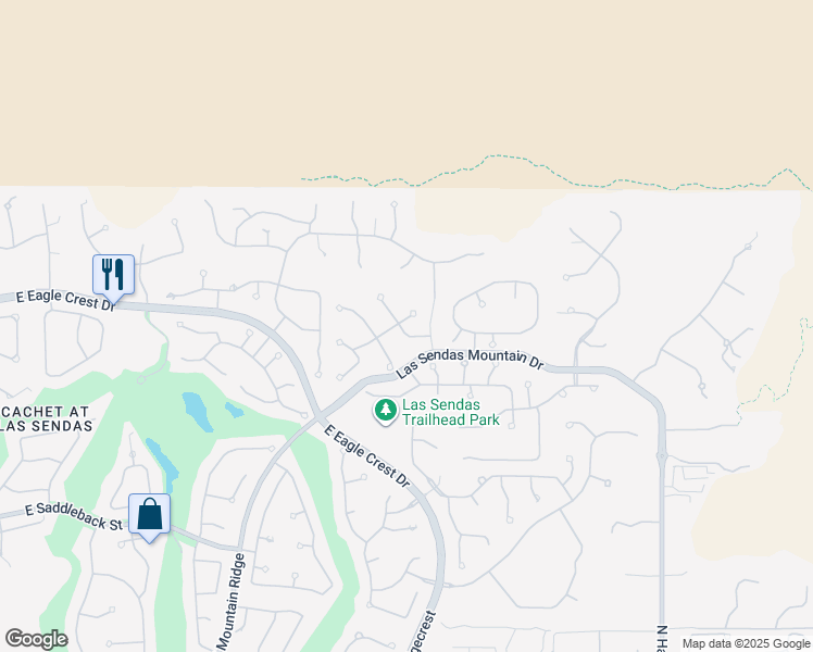 map of restaurants, bars, coffee shops, grocery stores, and more near 4061 North Sage Creek Circle in Mesa
