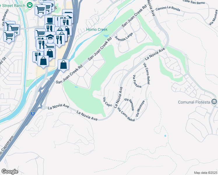 map of restaurants, bars, coffee shops, grocery stores, and more near 27379 Paseo La Serna in San Juan Capistrano
