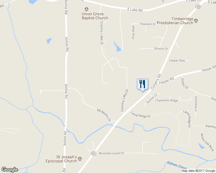 map of restaurants, bars, coffee shops, grocery stores, and more near 801 Country Lake Court in McDonough