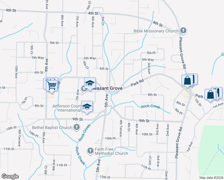 map of restaurants, bars, coffee shops, grocery stores, and more near in Pleasant Grove