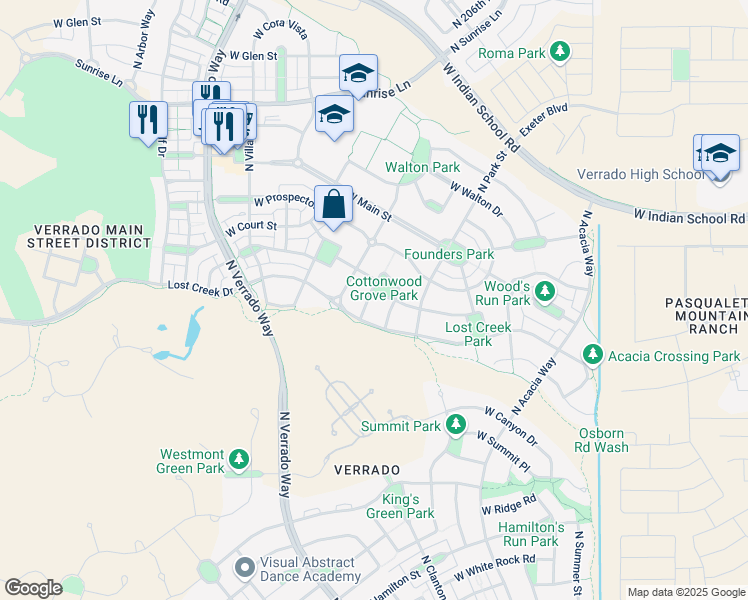 map of restaurants, bars, coffee shops, grocery stores, and more near 20751 West Holt Drive in Buckeye