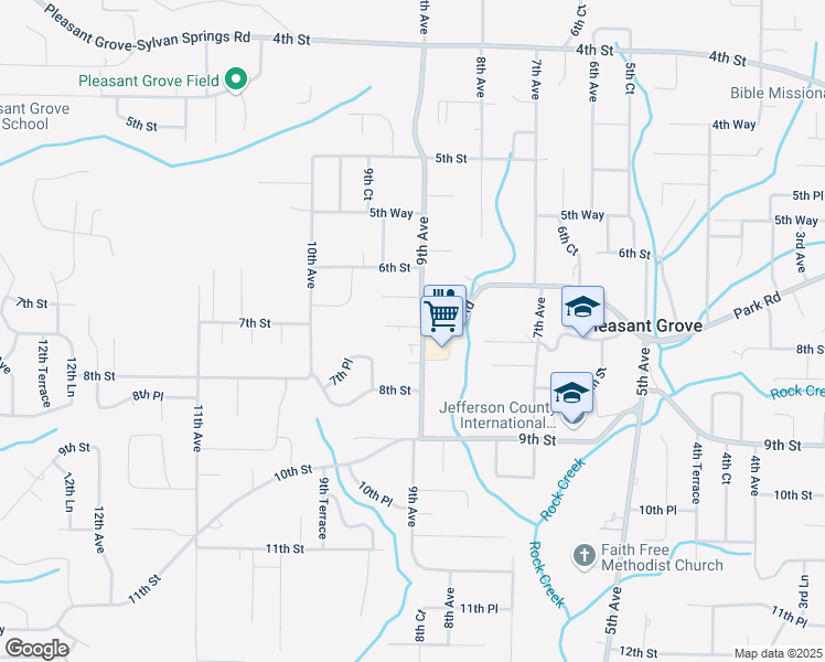 map of restaurants, bars, coffee shops, grocery stores, and more near 712 9th Avenue in Pleasant Grove
