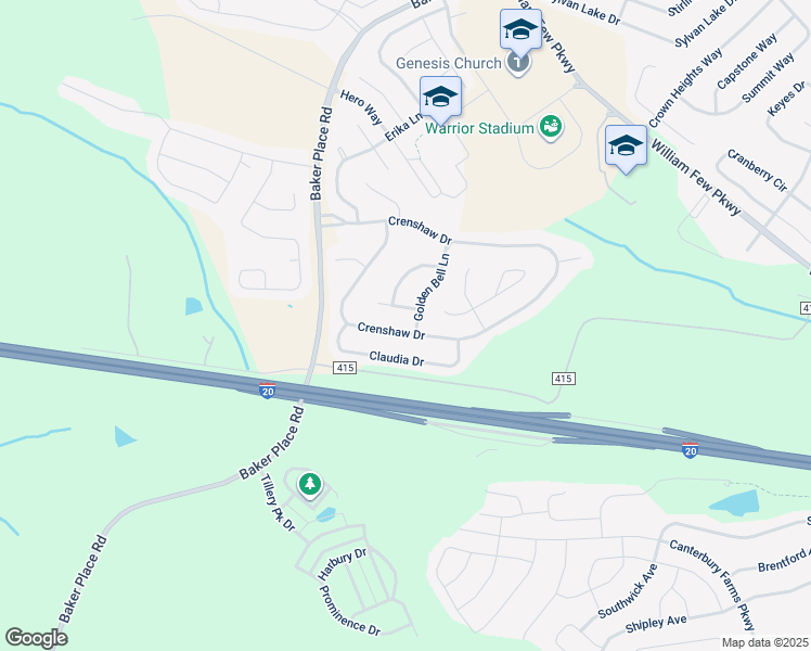 map of restaurants, bars, coffee shops, grocery stores, and more near 938 Golden Bell Lane in Grovetown