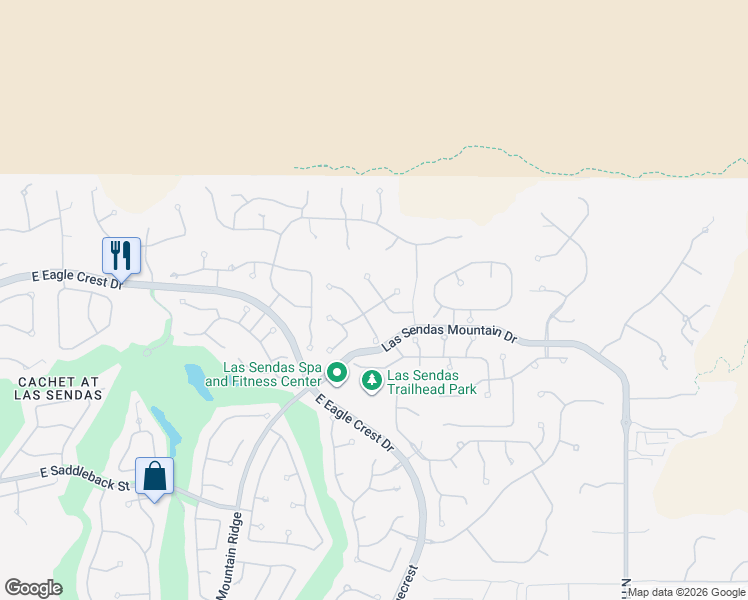 map of restaurants, bars, coffee shops, grocery stores, and more near 4061 North Sage Creek Circle in Mesa
