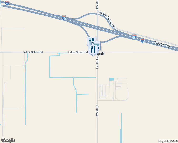 map of restaurants, bars, coffee shops, grocery stores, and more near 3802 411th Avenue in Tonopah