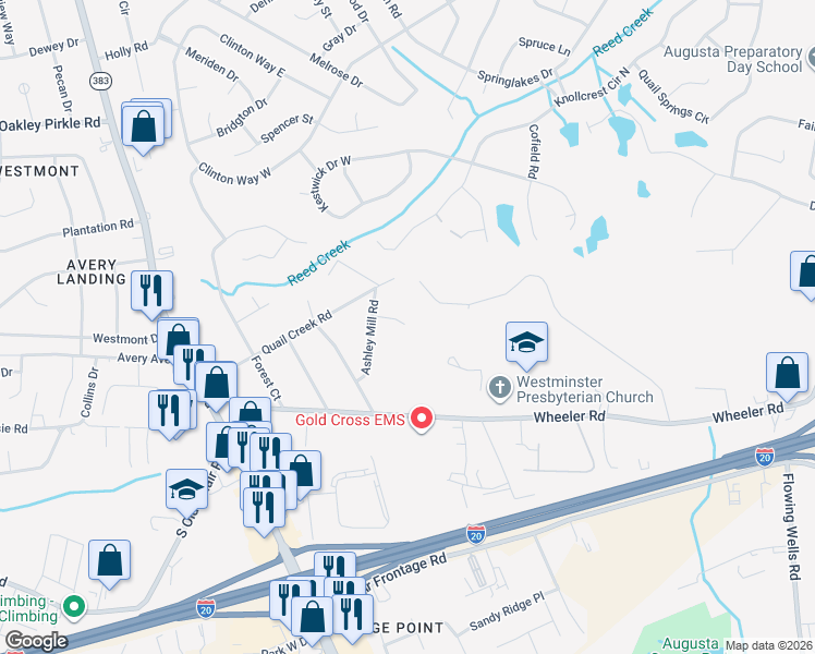 map of restaurants, bars, coffee shops, grocery stores, and more near 360 Ashley Mill Road in Martinez