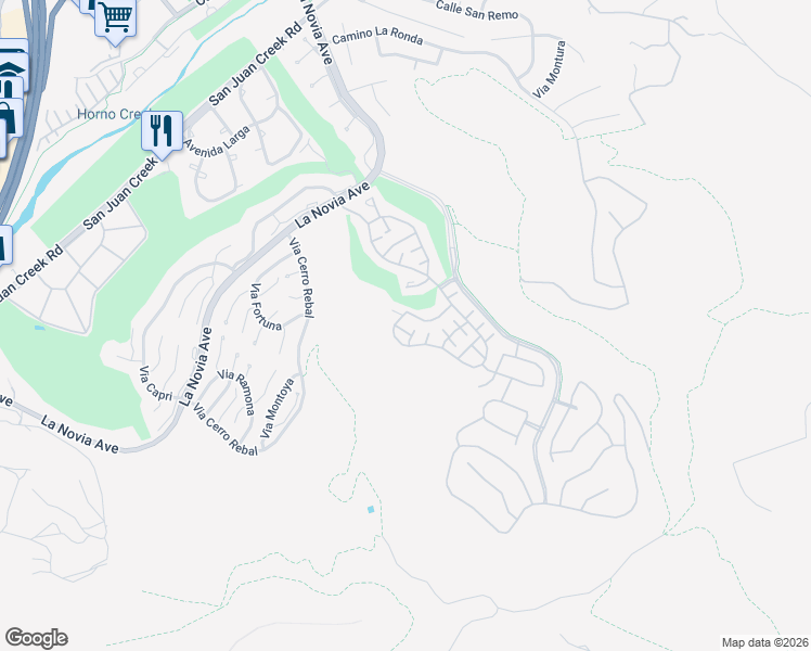 map of restaurants, bars, coffee shops, grocery stores, and more near 28243 Via Del Mar in San Juan Capistrano