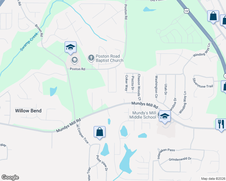 map of restaurants, bars, coffee shops, grocery stores, and more near 9716 Ivey Ridge Circle in Jonesboro