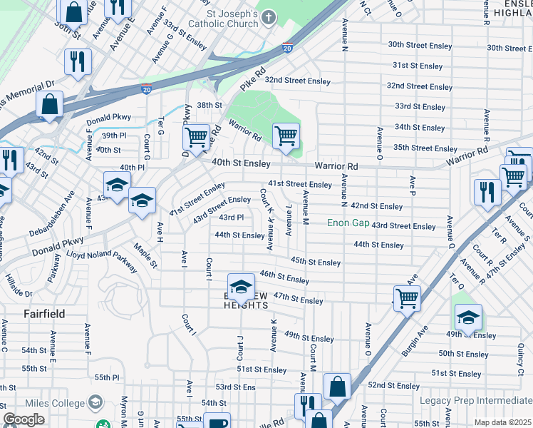 map of restaurants, bars, coffee shops, grocery stores, and more near 4226 Court K in Birmingham