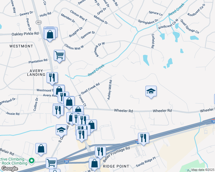 map of restaurants, bars, coffee shops, grocery stores, and more near 349 Ashley Mill Road in Martinez