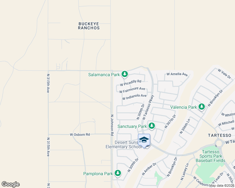 map of restaurants, bars, coffee shops, grocery stores, and more near 31083 West Fairmount Avenue in Buckeye